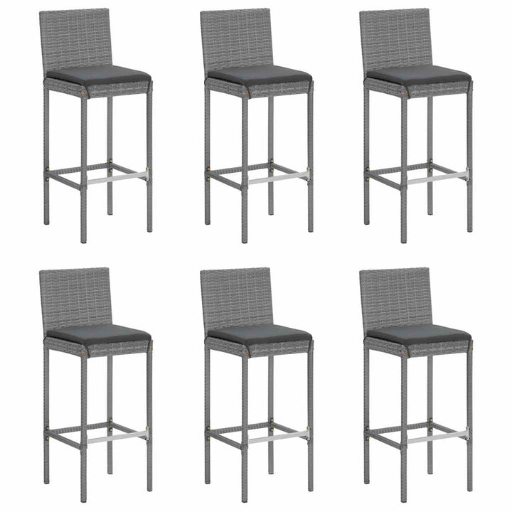 Ensemble De Bar De Jardin 7 Pcs Avec Coussins Poly Rotin