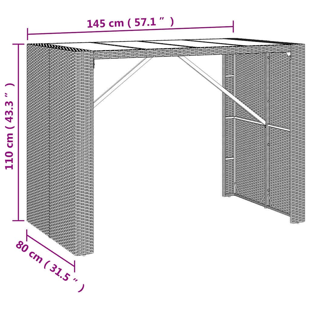 Ensemble De Bar De Jardin 7 Pcs Avec Coussins Poly Rotin