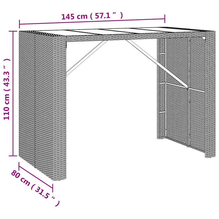 Ensemble De Bar De Jardin 7 Pcs Avec Coussins Poly Rotin