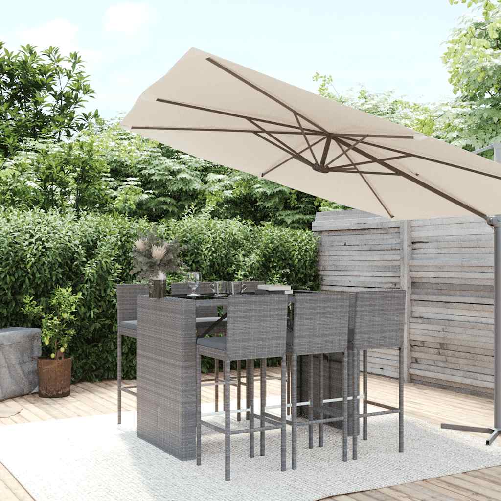 Ensemble De Bar De Jardin 7 Pcs Avec Coussins Poly Rotin