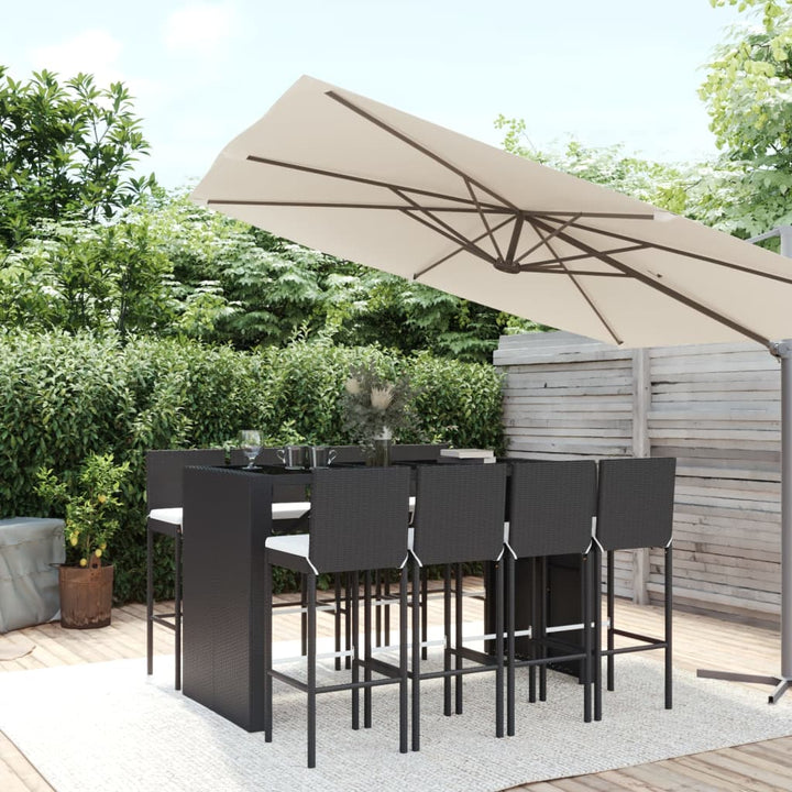 Ensemble De Bar De Jardin 7 Pcs Avec Coussins Poly Rotin