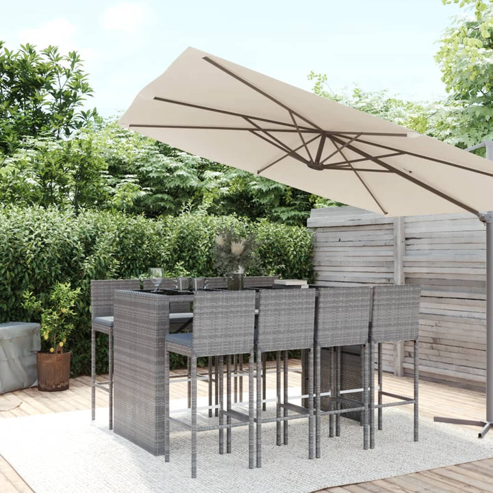 Ensemble De Bar De Jardin 7 Pcs Avec Coussins Poly Rotin