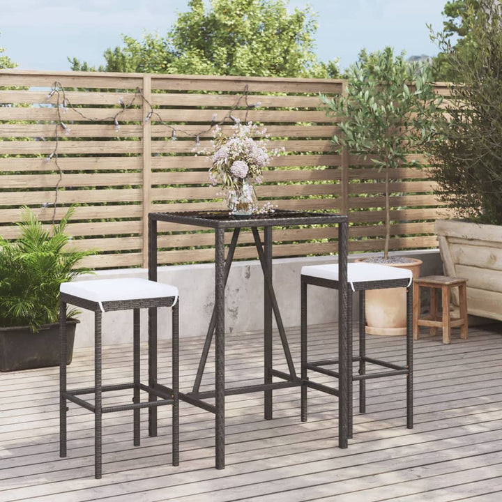 Ensemble De Bar De Jardin 7 Pcs Avec Coussins Poly Rotin