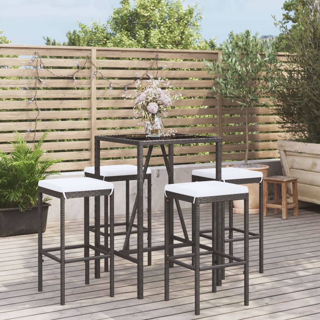 Ensemble De Bar De Jardin 7 Pcs Avec Coussins Poly Rotin
