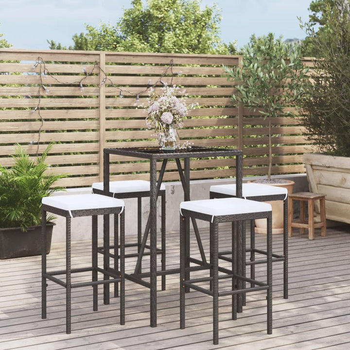 Ensemble De Bar De Jardin 7 Pcs Avec Coussins Poly Rotin