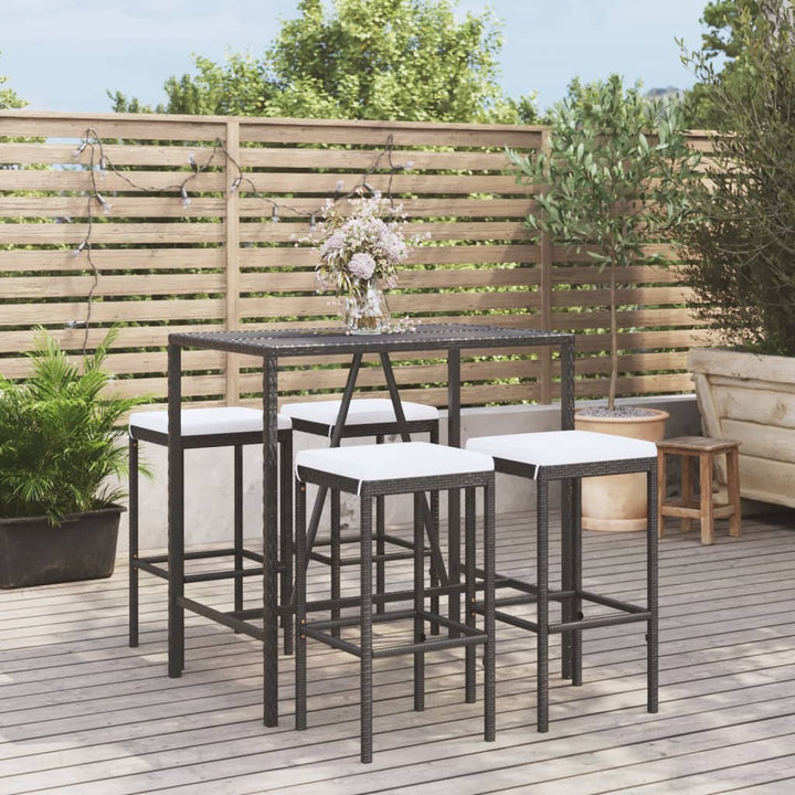 Ensemble De Bar De Jardin 7 Pcs Avec Coussins Poly Rotin