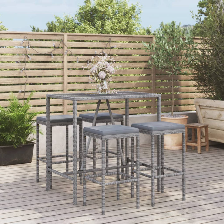 Ensemble De Bar De Jardin 7 Pcs Avec Coussins Poly Rotin