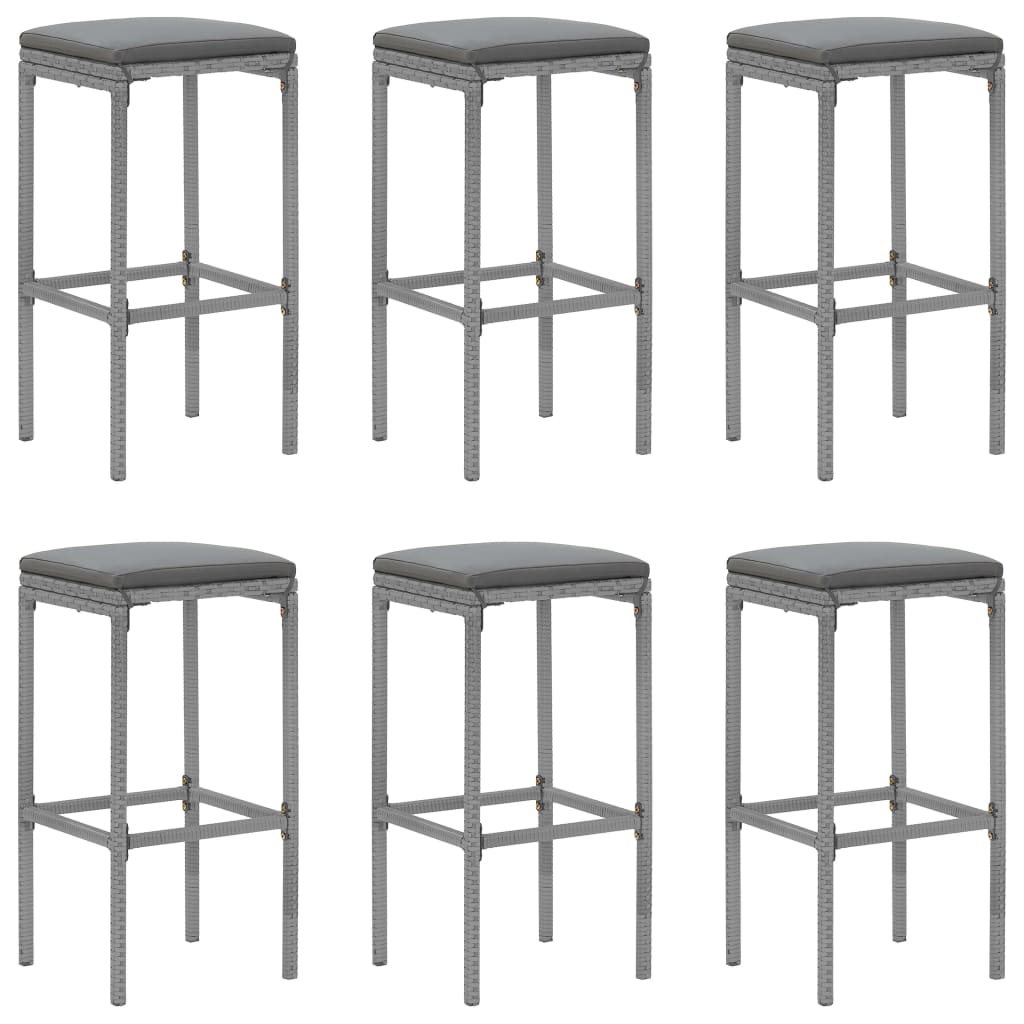 Ensemble De Bar De Jardin 7 Pcs Avec Coussins Poly Rotin