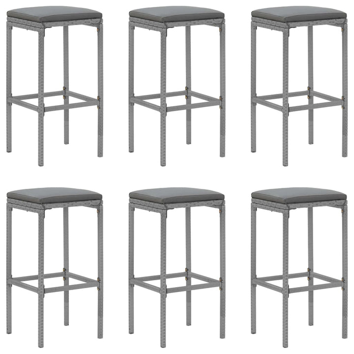Ensemble De Bar De Jardin 7 Pcs Avec Coussins Poly Rotin