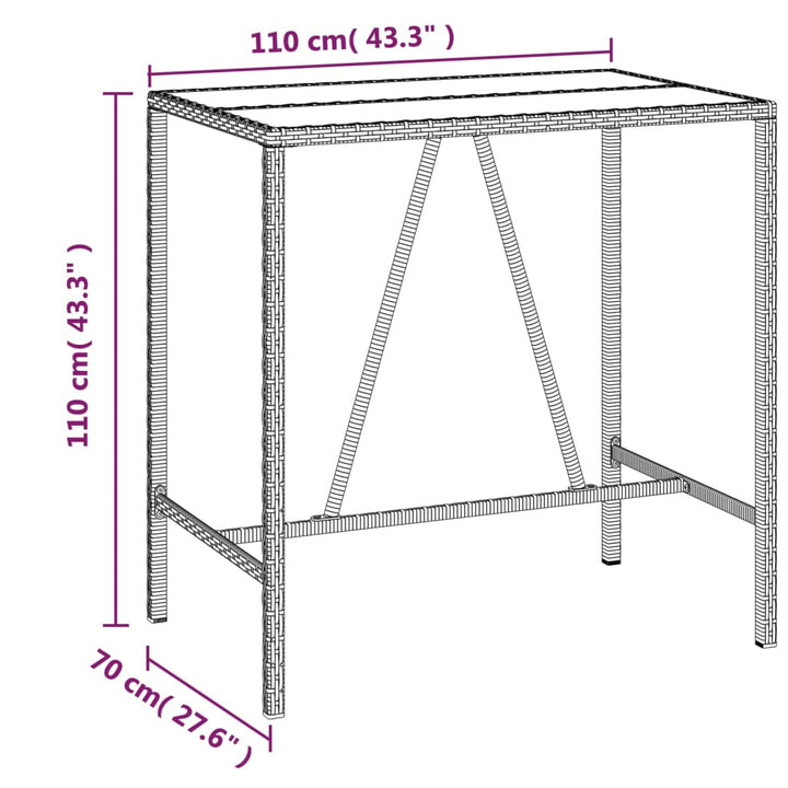 Ensemble De Bar De Jardin 7 Pcs Avec Coussins Poly Rotin
