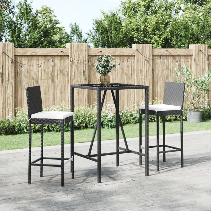 Ensemble De Bar De Jardin 7 Pcs Avec Coussins Poly Rotin