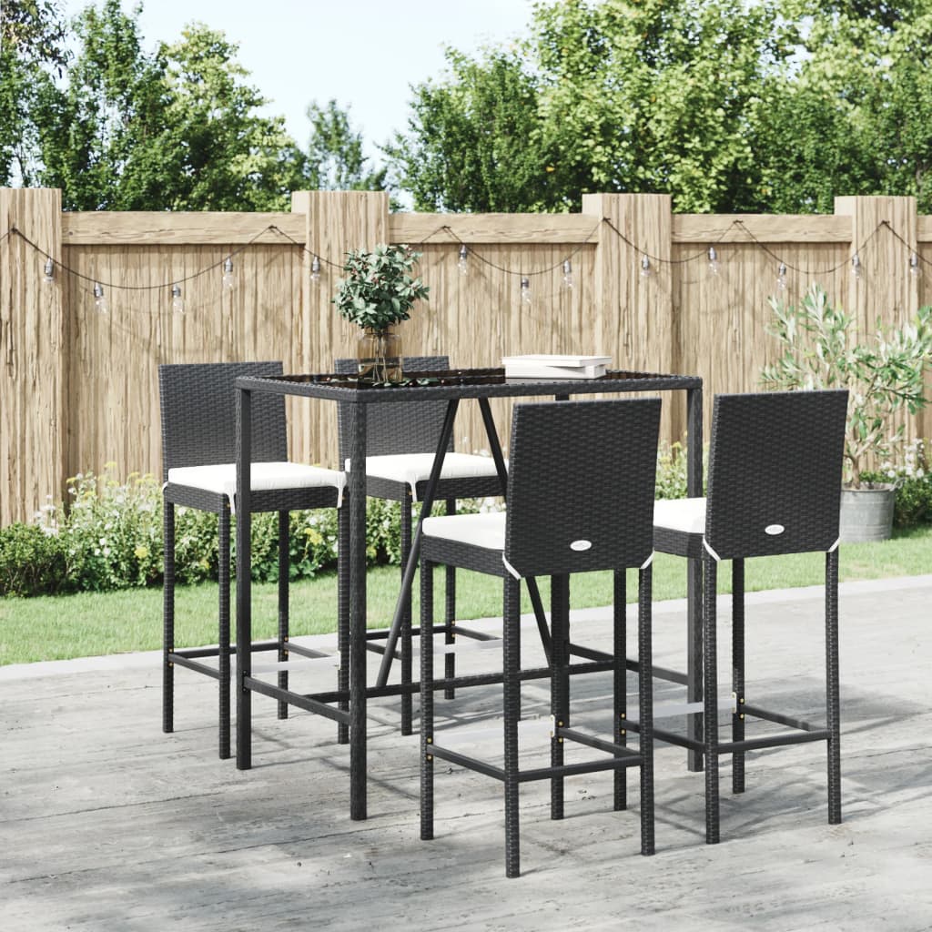 Ensemble De Bar De Jardin 7 Pcs Avec Coussins Poly Rotin