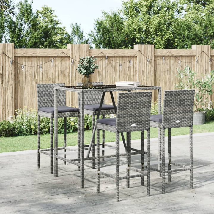 Ensemble De Bar De Jardin 7 Pcs Avec Coussins Poly Rotin
