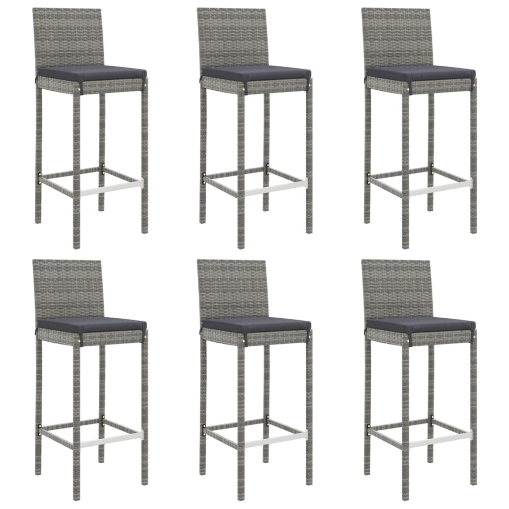 Ensemble De Bar De Jardin 7 Pcs Avec Coussins Poly Rotin