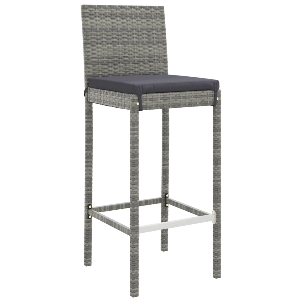 Ensemble De Bar De Jardin 7 Pcs Avec Coussins Poly Rotin