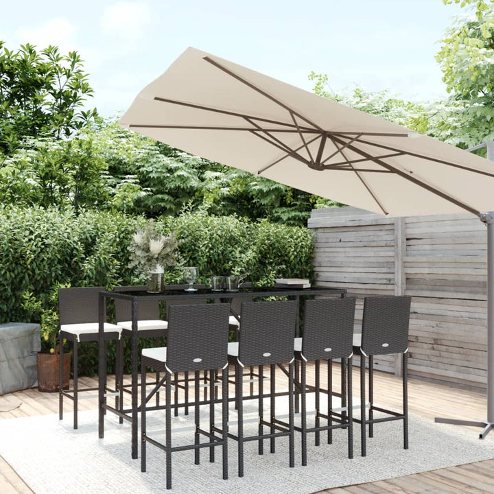 Ensemble De Bar De Jardin 7 Pcs Avec Coussins Poly Rotin