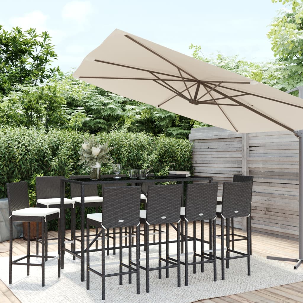 Ensemble De Bar De Jardin 7 Pcs Avec Coussins Poly Rotin