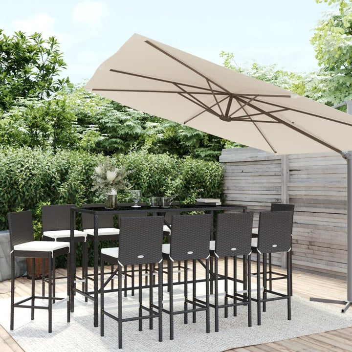 Ensemble De Bar De Jardin 7 Pcs Avec Coussins Poly Rotin