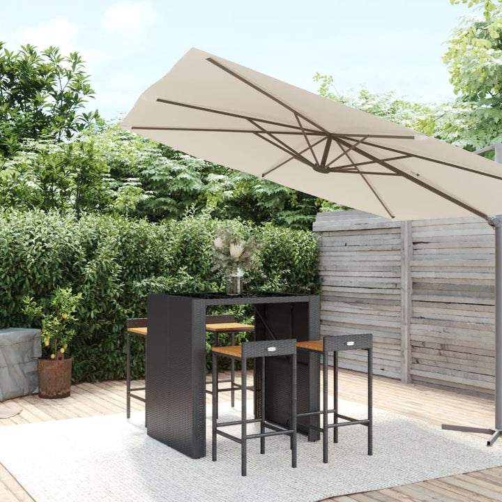 Ensemble De Bar Jardin 9 Pcs Poly Rotin/Bois Massif Acacia