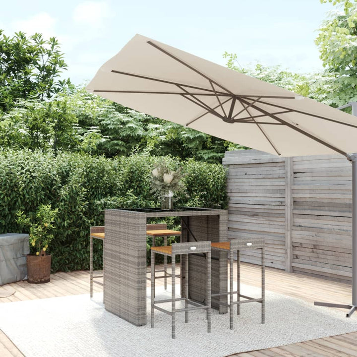 Ensemble De Bar Jardin 9 Pcs Poly Rotin/Bois Massif Acacia
