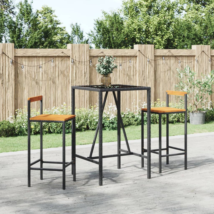 Ensemble De Bar Jardin 7 Pcs Poly Rotin/Bois Massif Acacia