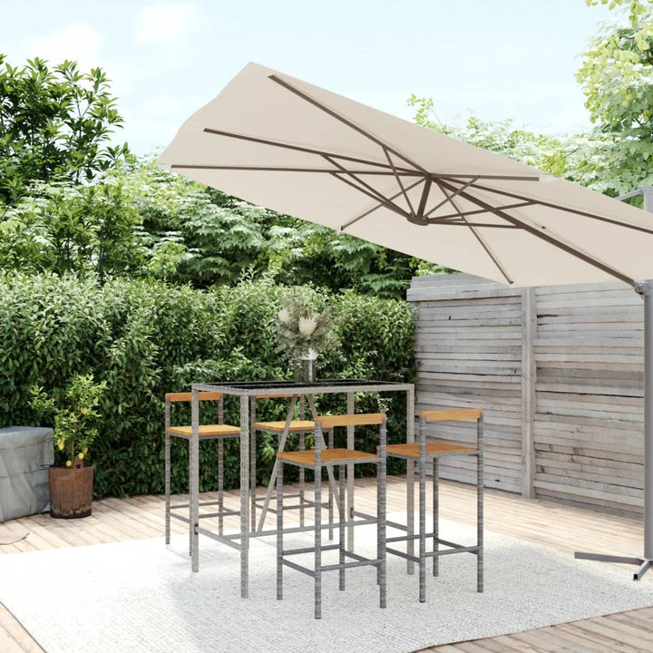 Ensemble De Bar Jardin 7 Pcs Poly Rotin/Bois Massif Acacia