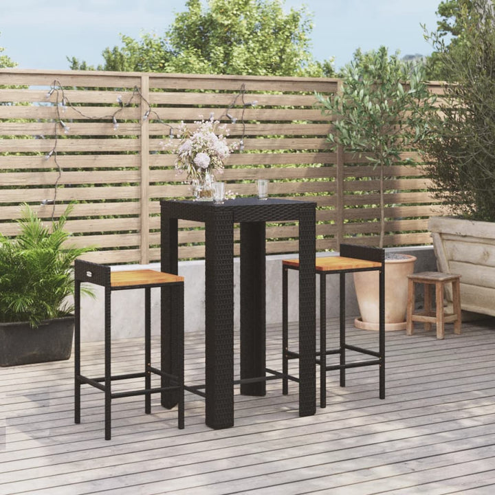 Ensemble De Bar Jardin 5 Pcs Poly Rotin/Bois Massif Acacia