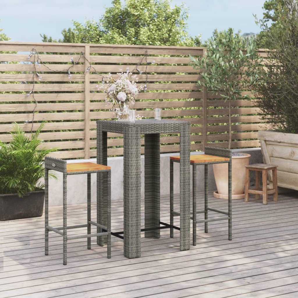 Ensemble De Bar Jardin 5 Pcs Poly Rotin/Bois Massif Acacia