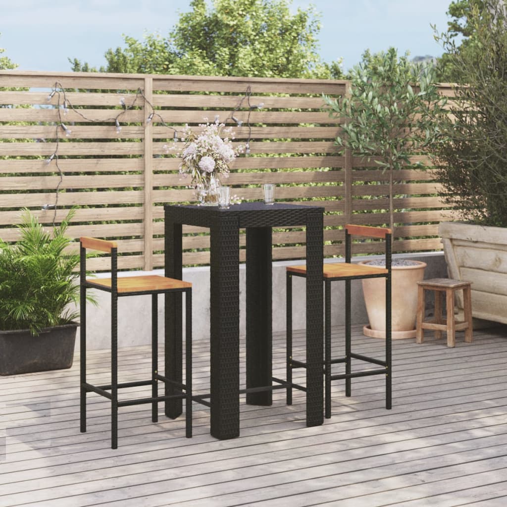 Ensemble De Bar Jardin 5 Pcs Poly Rotin/Bois Massif Acacia