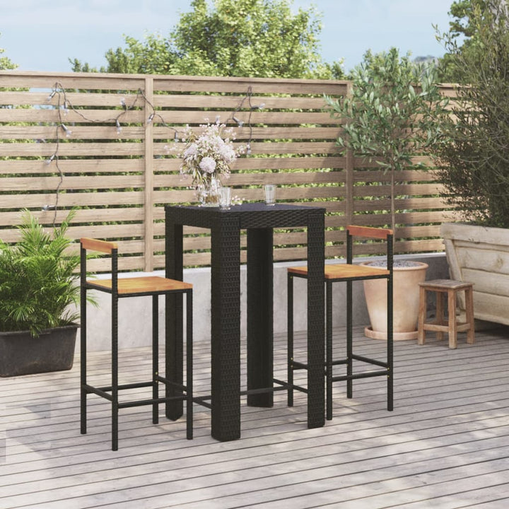 Ensemble De Bar Jardin 5 Pcs Poly Rotin/Bois Massif Acacia