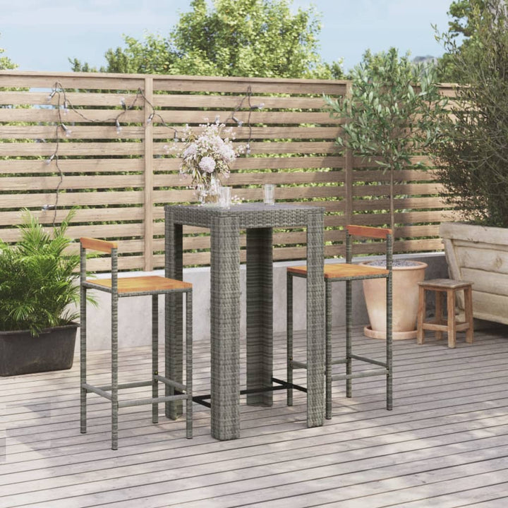 Ensemble De Bar Jardin 5 Pcs Poly Rotin/Bois Massif Acacia