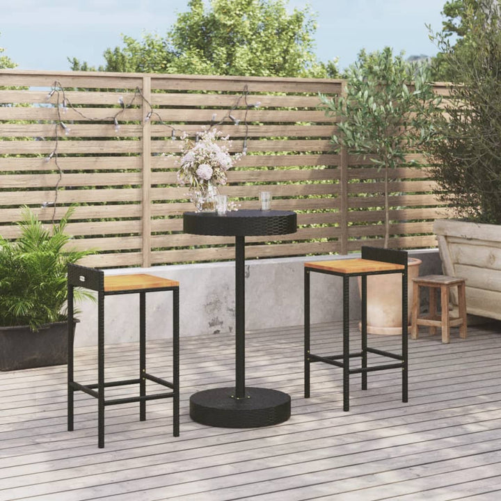 Ensemble De Bar Jardin 5 Pcs Poly Rotin/Bois Massif Acacia