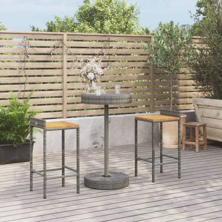 Ensemble De Bar Jardin 5 Pcs Poly Rotin/Bois Massif Acacia