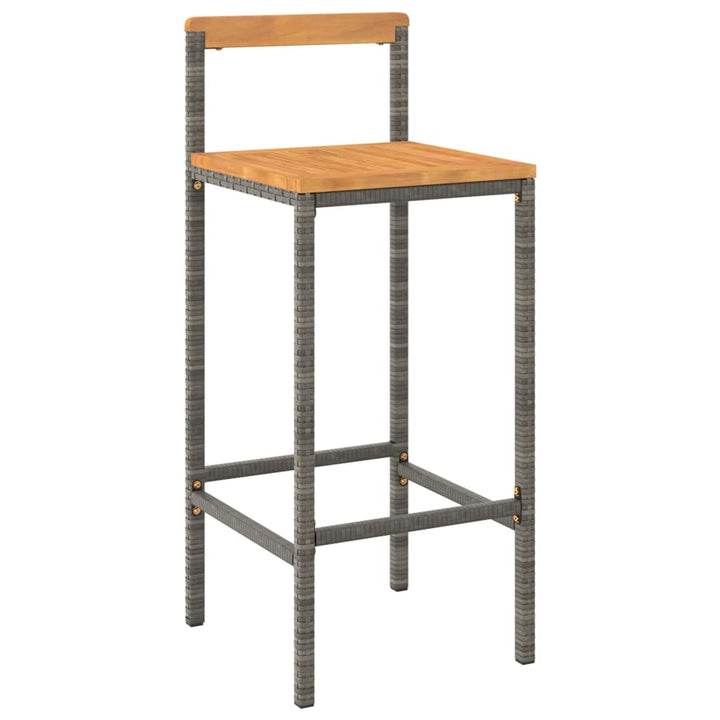Ensemble De Bar Jardin 3 Pcs Poly Rotin/Bois Massif Acacia