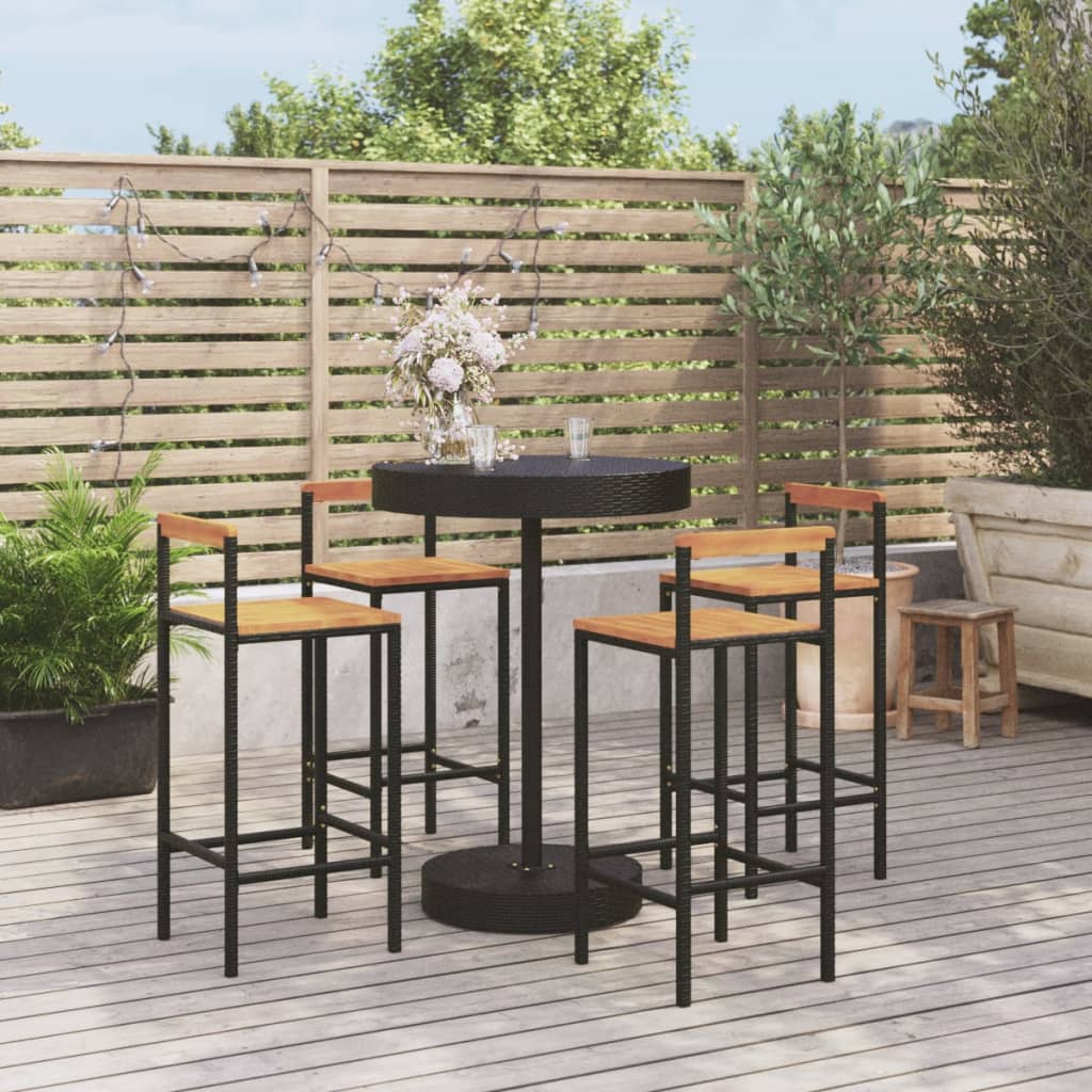 Ensemble De Bar Jardin 3 Pcs Poly Rotin/Bois Massif Acacia