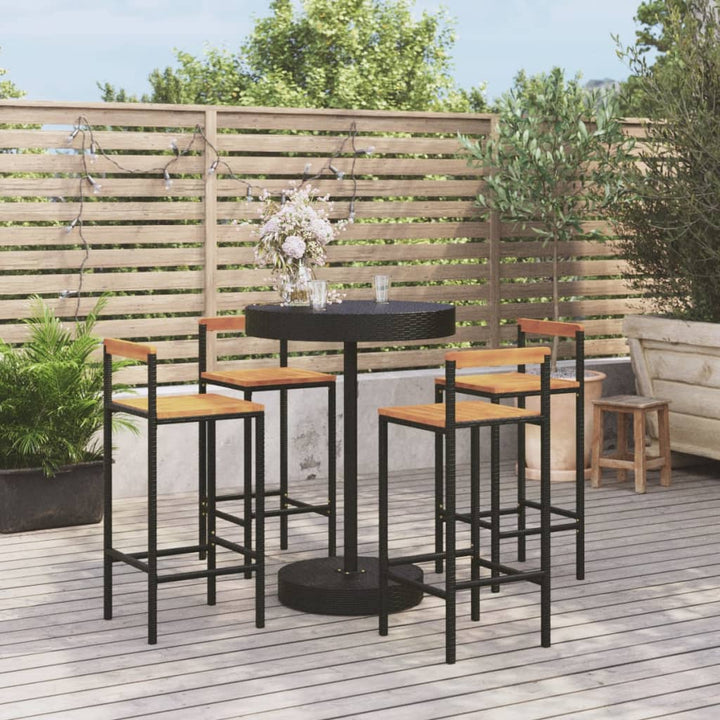 Ensemble De Bar Jardin 3 Pcs Poly Rotin/Bois Massif Acacia