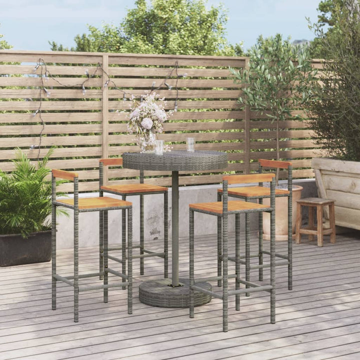 Ensemble De Bar Jardin 3 Pcs Poly Rotin/Bois Massif Acacia