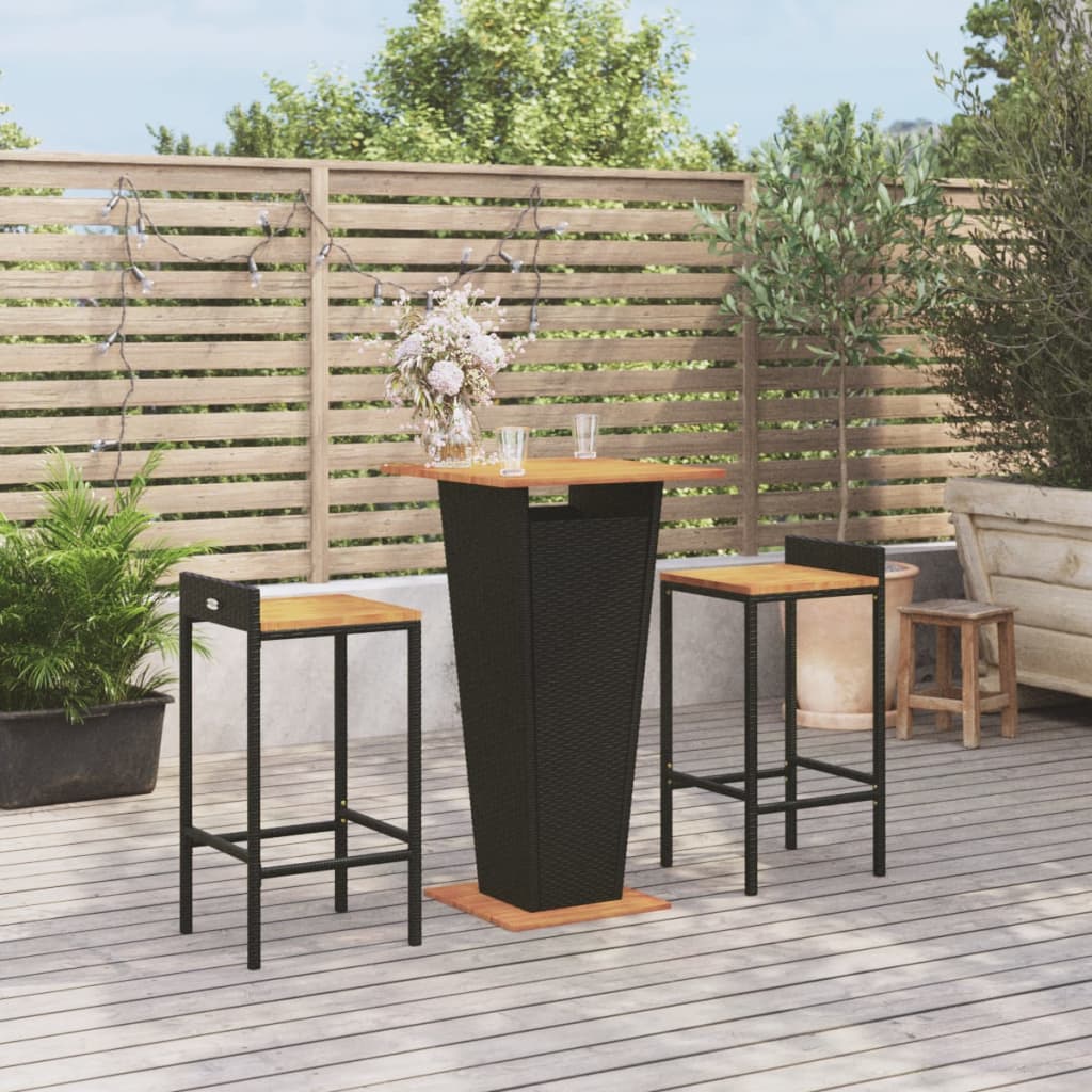 Ensemble De Bar Jardin 5 Pcs Poly Rotin/Bois Massif Acacia