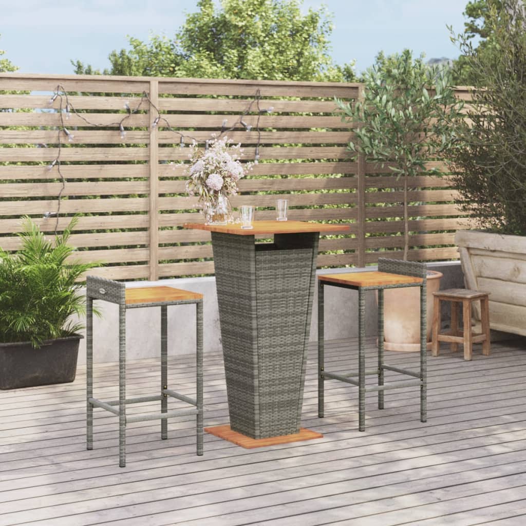 Ensemble De Bar Jardin 5 Pcs Poly Rotin/Bois Massif Acacia