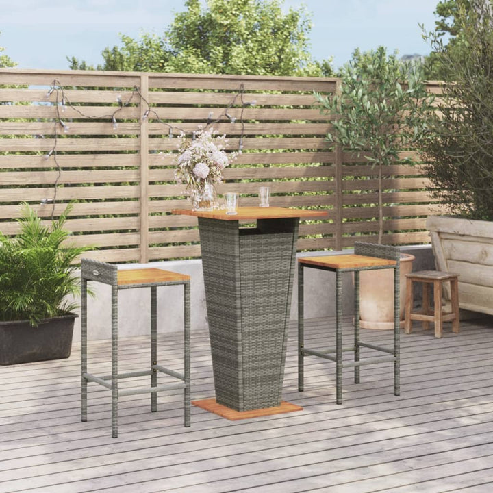Ensemble De Bar Jardin 5 Pcs Poly Rotin/Bois Massif Acacia