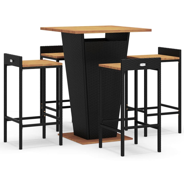 Ensemble De Bar Jardin 5 Pcs Poly Rotin/Bois Massif Acacia