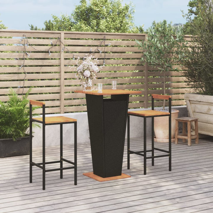 Ensemble De Bar Jardin 5 Pcs Poly Rotin/Bois Massif Acacia