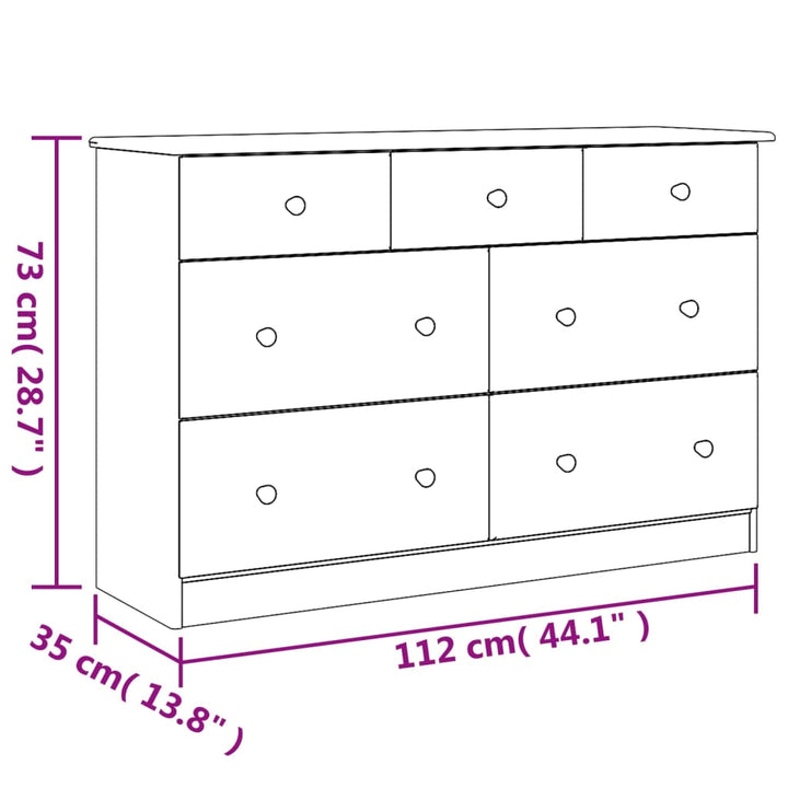 Commode Alta 112X35X73 Cm Bois Massif De Pin
