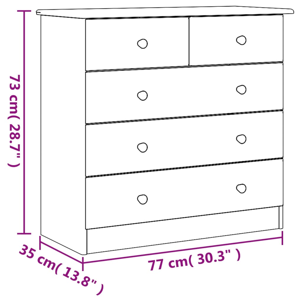 Commode Alta 77X35X73 Cm Bois Massif De Pin
