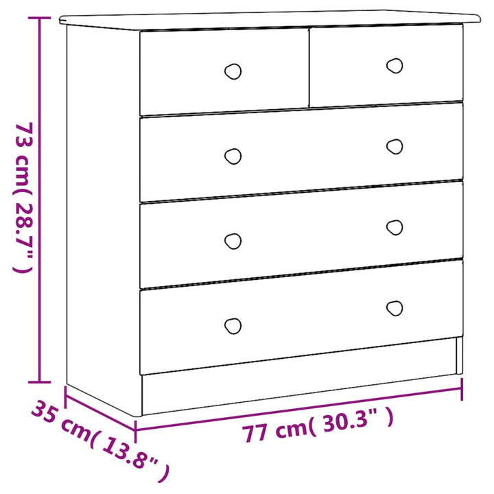 Commode Alta 77X35X73 Cm Bois Massif De Pin