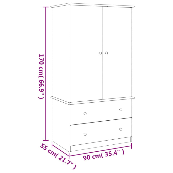 Garde-Robe Alta 90X55X170 Cm Bois Massif De Pin