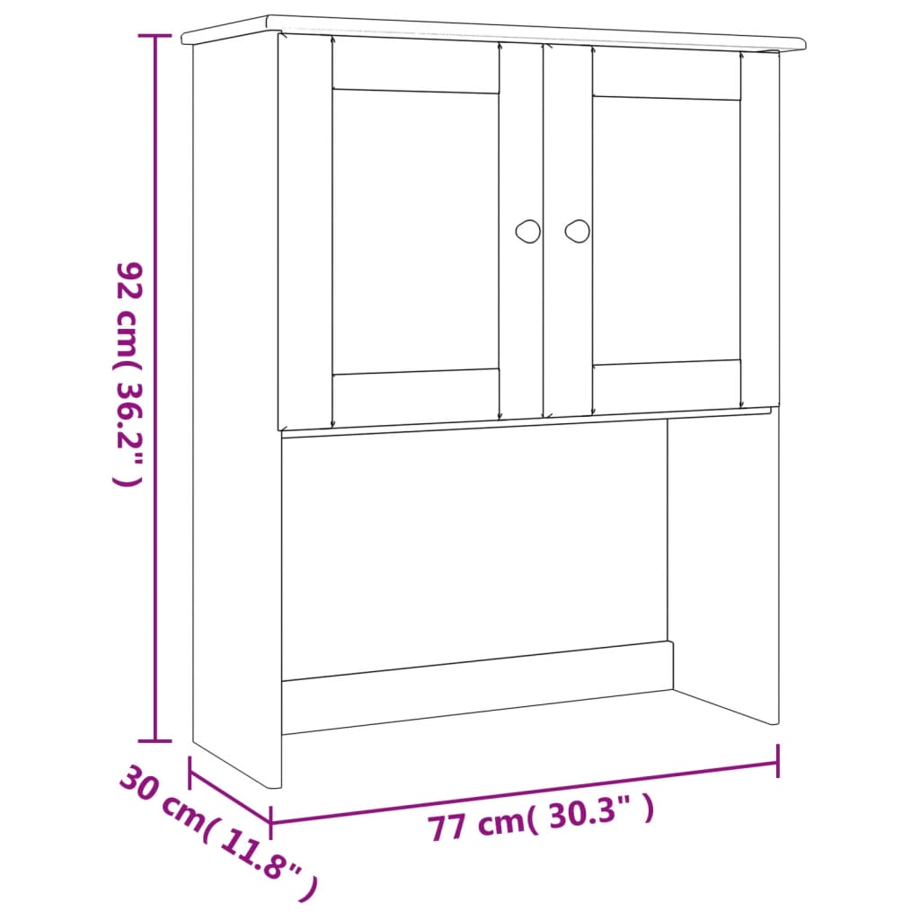 Dessus De Commode Alta 77X30X92 Cm Bois Massif De Pin