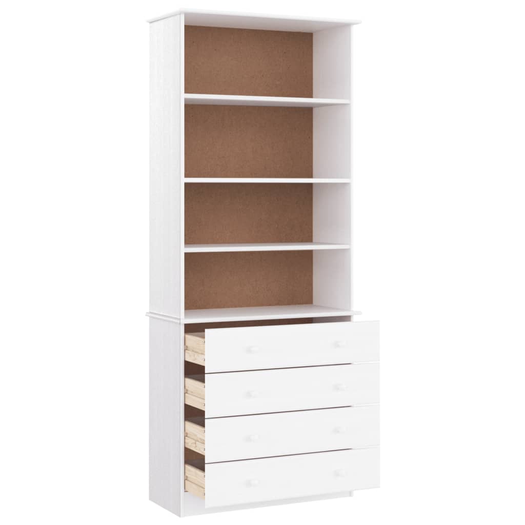Bibliothèque Tiroirs Alta 77X35X186,5Cm Bois Massif Pin