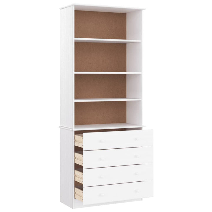 Bibliothèque Tiroirs Alta 77X35X186,5Cm Bois Massif Pin