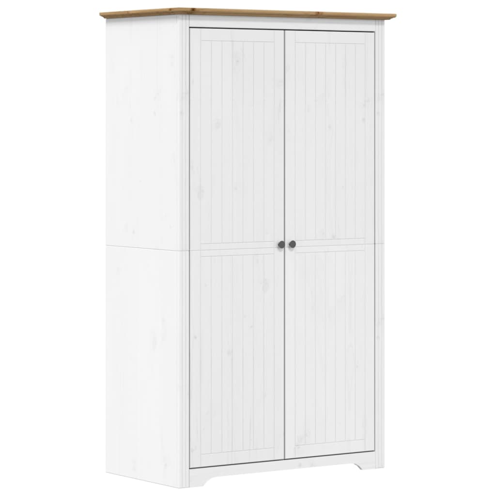 Garde-Robe Bodo Blanc 99X53,5X173 Cm Bois Massif De Pin Marron